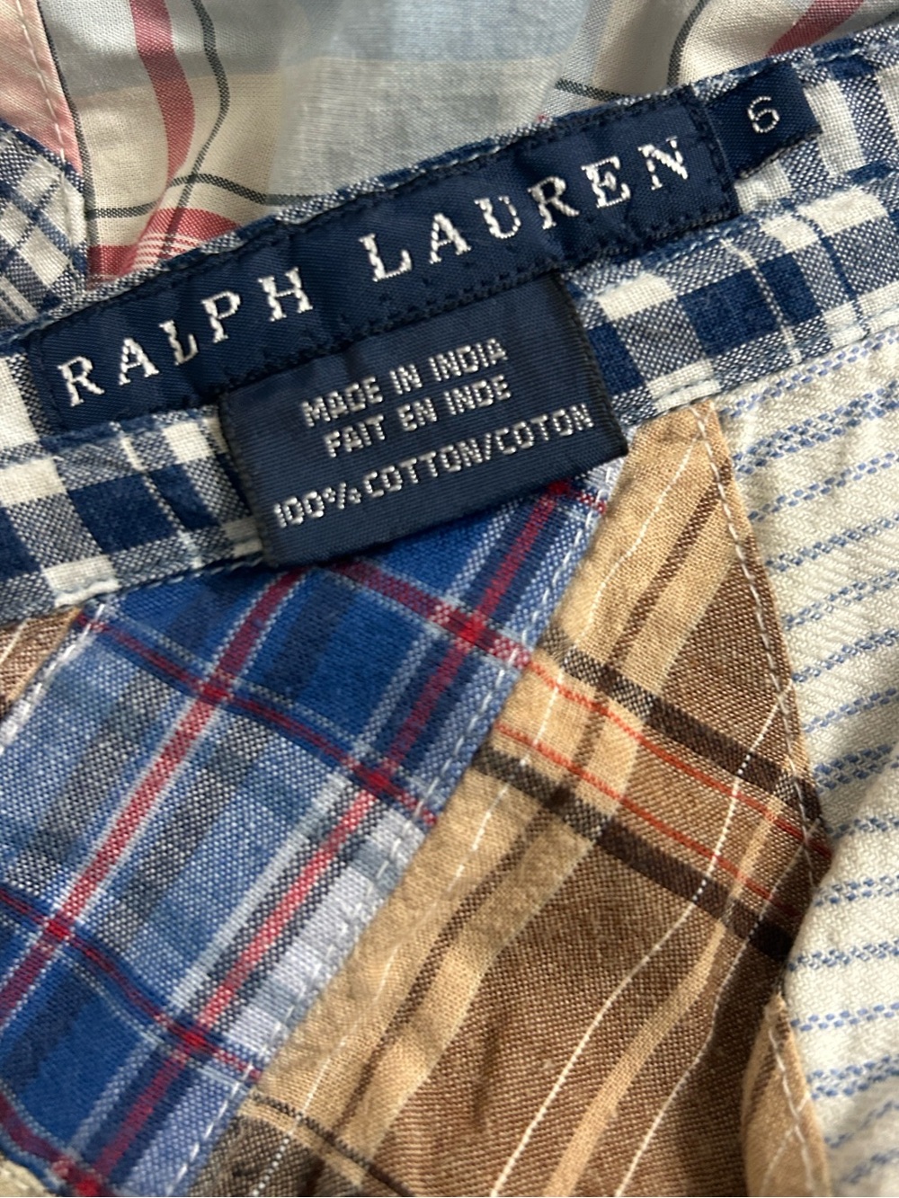 Vintage! Ralph Lauren Blue Label cotton patchwork flounce hem pockets! Size 6-8 - Picture 9 of 12
